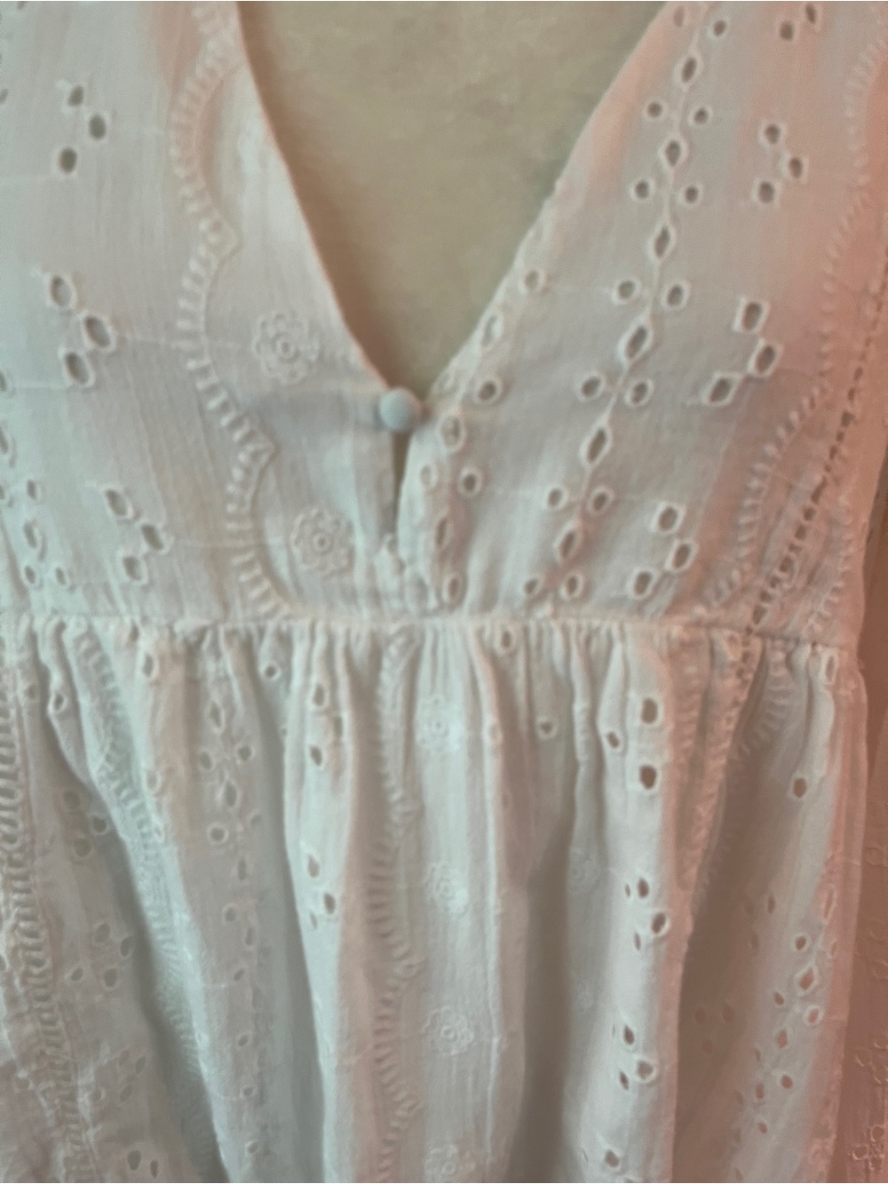 Sz XL Zara White Eyelet Vneck Long Sleeve Mini Dress - Picture 8 of 16